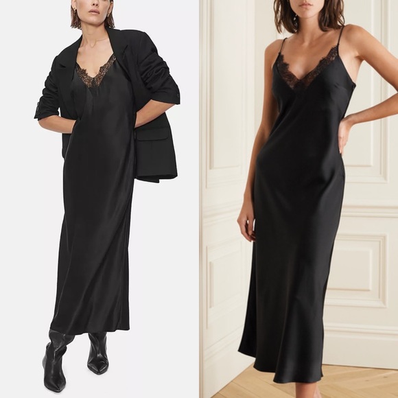Anine Bing Dresses & Skirts - Anine Bing Katy Silk Lace Trim Slip Dress